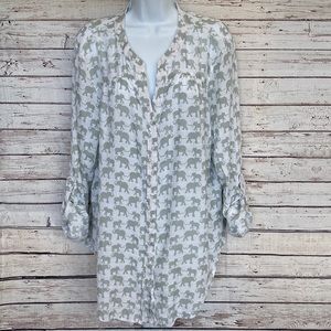 Zac and Rachel white and green XL (extra large) women's blouse